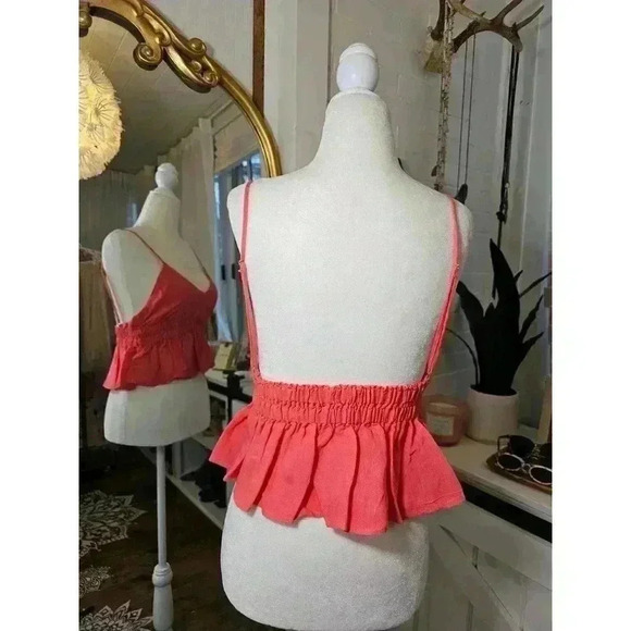 Mod Women's Size S Empire Waist Ruffled Trim Cami in Coral - Picture 2 of 7